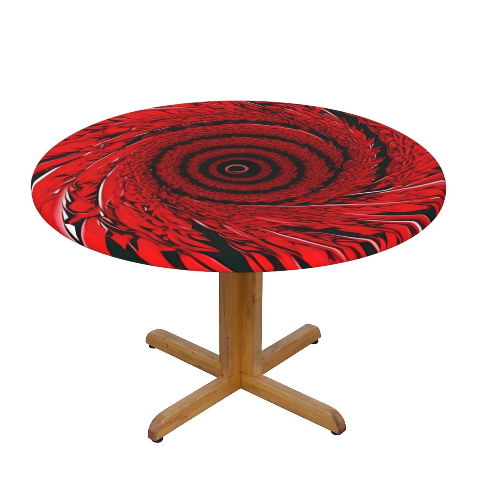 Nappe ronde fleurs rouges Vortex table cuisine et linge de table extérieur pour grande fête