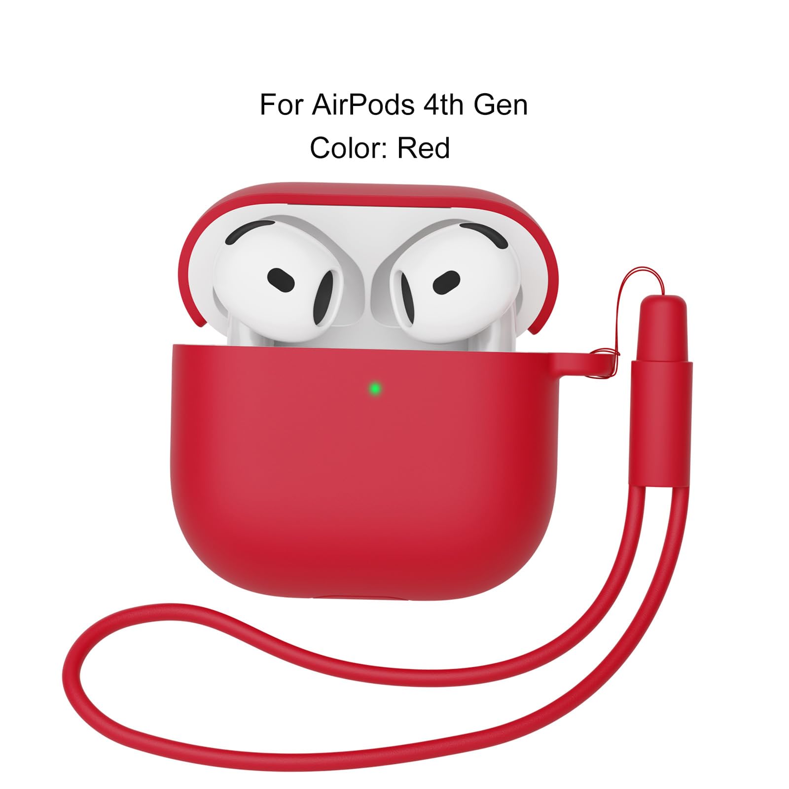 2 pezzi Mocarheri Custodia Case Compatibile con AirPods 4 2024, Case Cover Protettiva in Morbido Silicone per AirPods 4ª Generazione, LED Anteriore Visibile (Bianco/Rosso) - 2