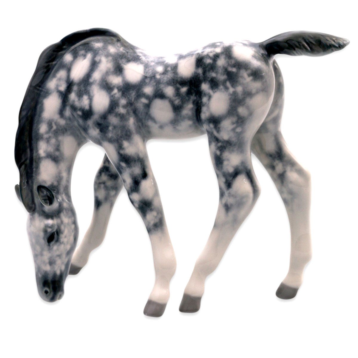 Horse Gray Colt Drinking Lomonosov Porcelain Collectible Figurine