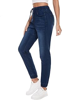Sponsored Ad - Tapata Women's Denim Joggers Distressed Boyfriend Jeans Drawstring Stretchy with Pockets Casual Work Dating