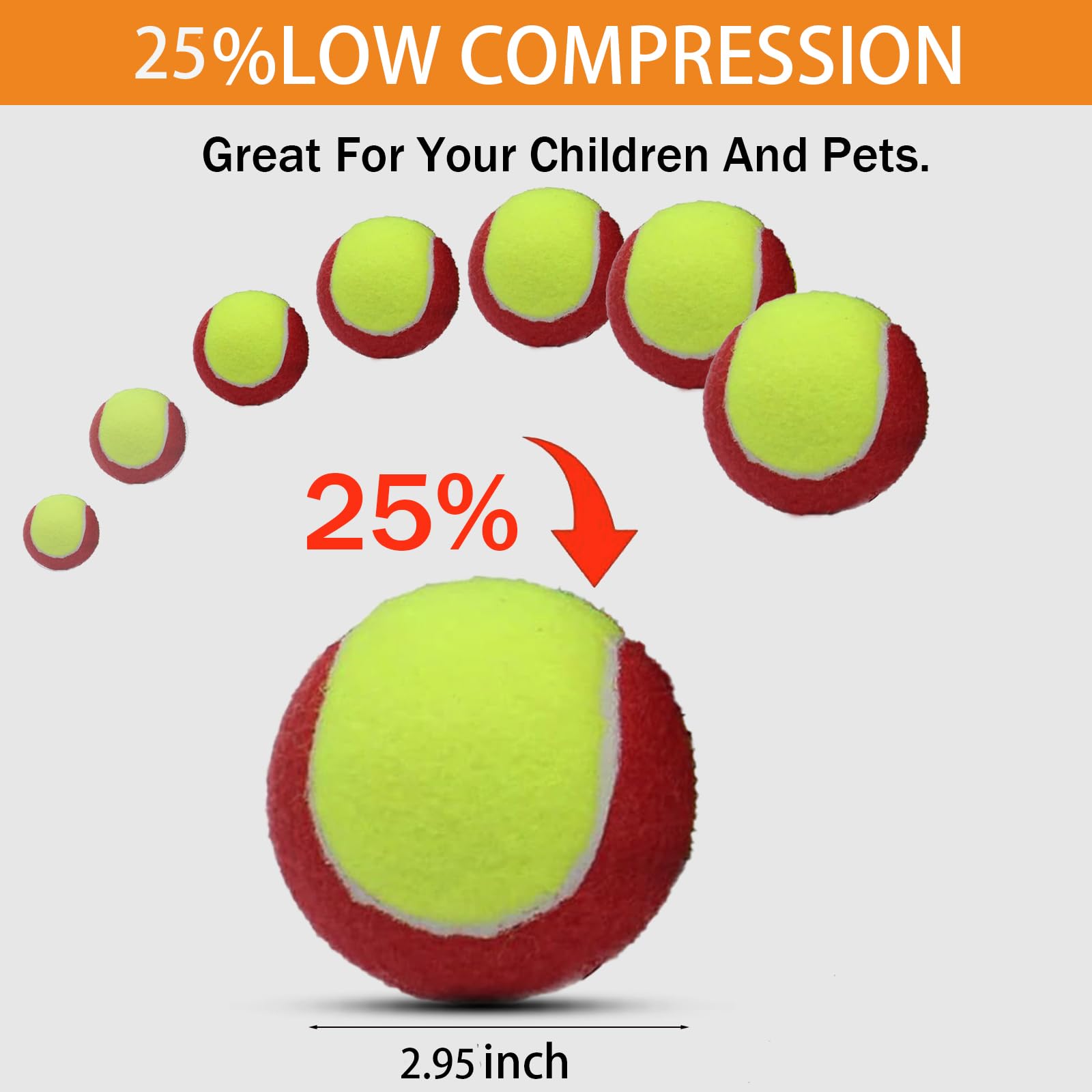 SHYUJAJIE Confezione da 20 palline da tennis 50% a bassa compressione per principianti giovani bambini allenamento pratica con borsa a rete per un facile trasporto