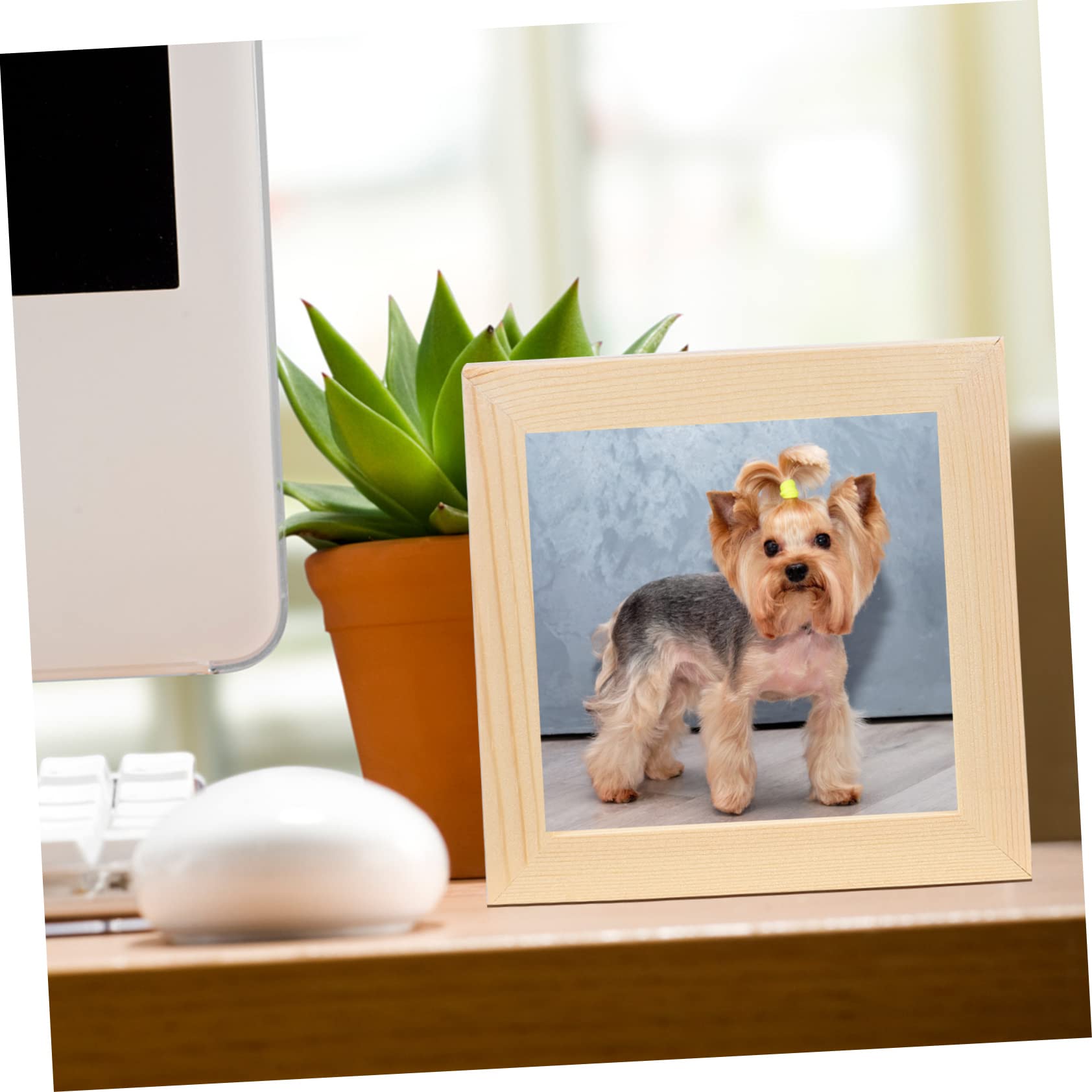 Happyyami 8 Pcs Wooden Picture Frames Square Craft Frames Diy Photo Frames for Crafts Thick Craft Frames