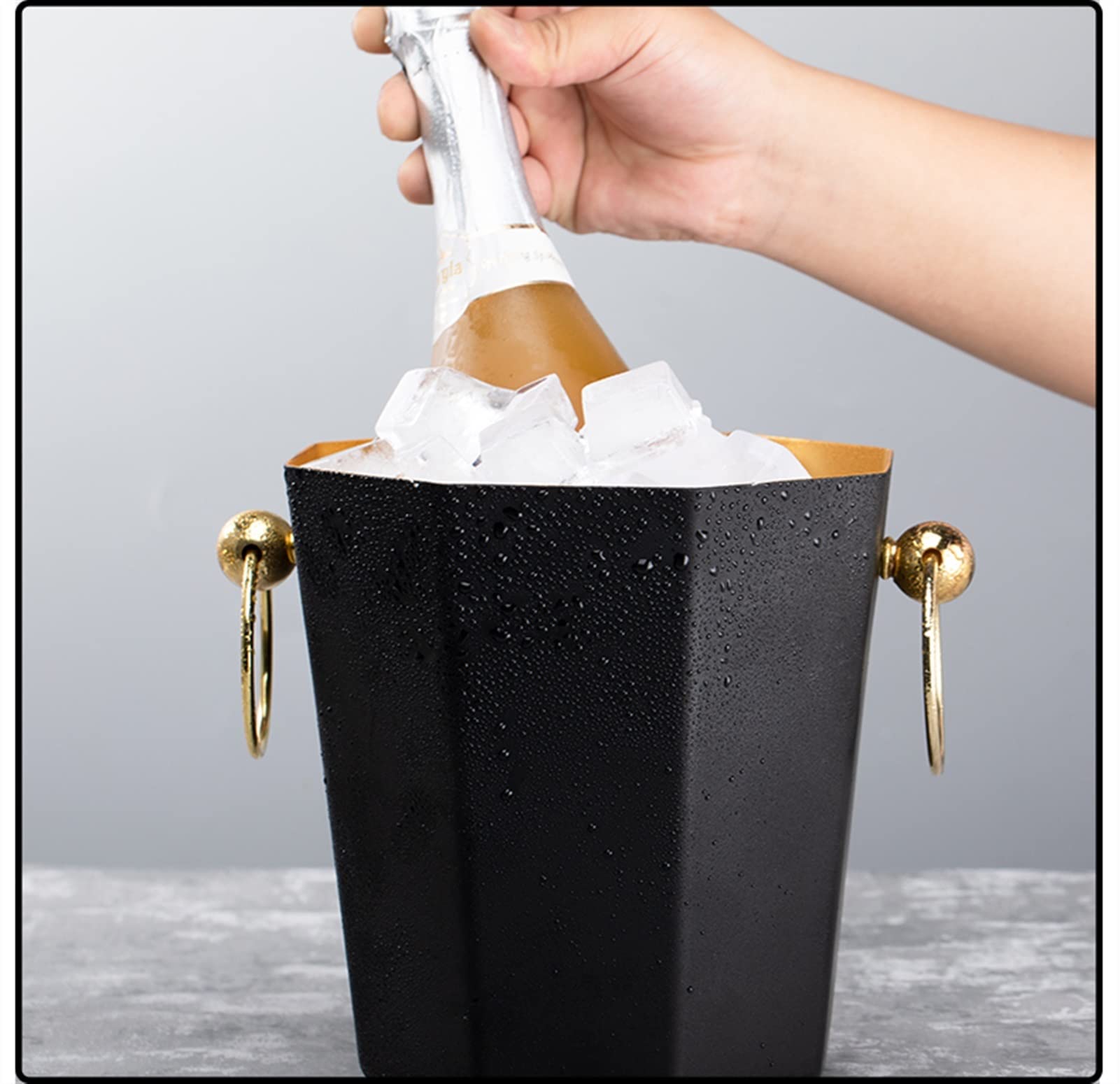 TOMYEUS Eiskübel Achteckige Ei-Eimer-Container-Edelstahl-Champagner-Wein-EIS-Eimer hält EIS kalt for Home-Bar, die Bier und Wein kühlen Weinkühler & Sektkühler (Color : A)