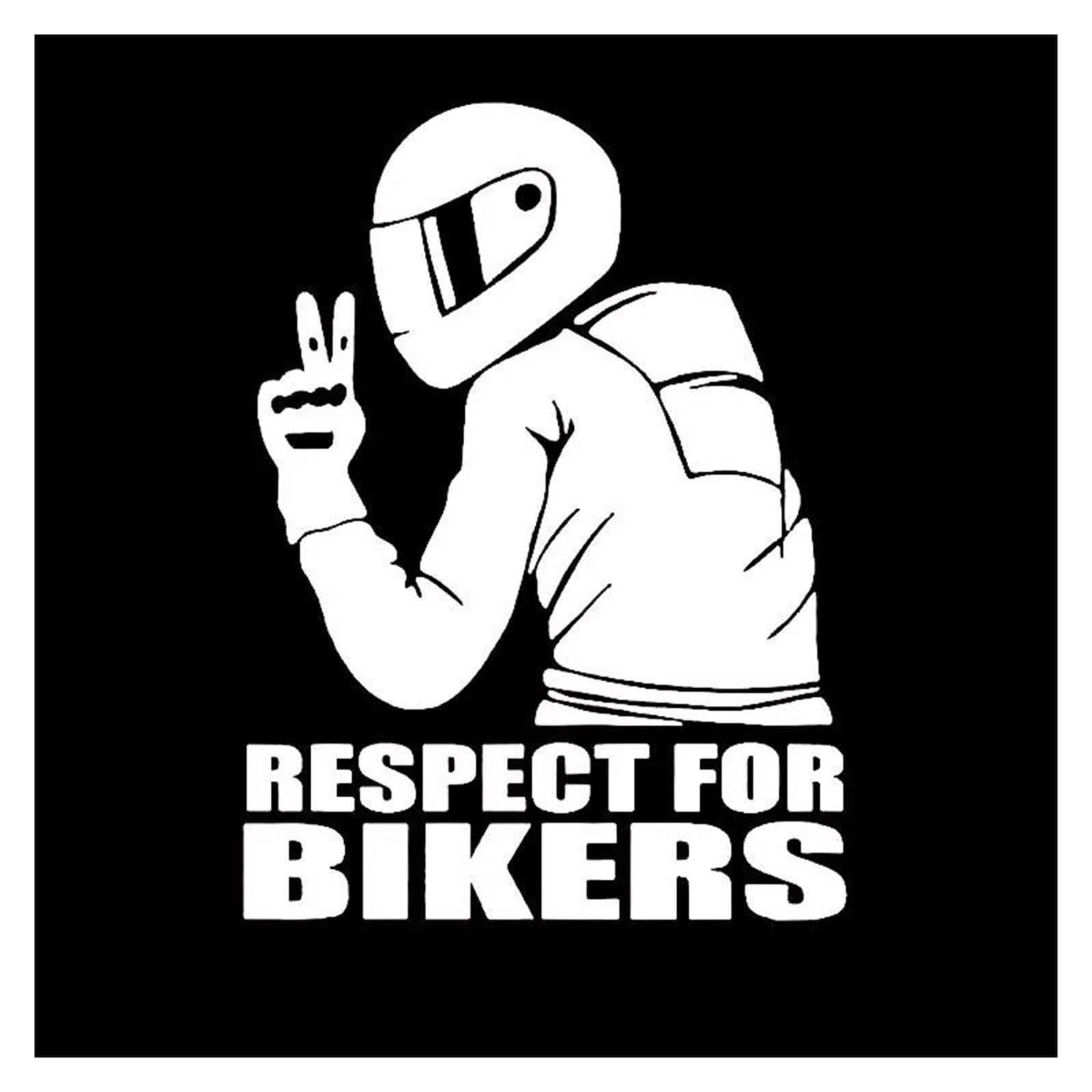 Shuangco White Decoration 1Pc 15X11cm Respect Biker Decals For On Car Motorcycle Vinyl 3D Stickers(White)