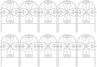 ShopLaLa Garden Fence Animal Barrier (10 Panels) 12in(L) x 24in(H) Rustproof Decorative White Metal Wire Fencing Flower Edging for Landscape Patio Yard Outdoor Decor No Dig, Fences for Dogs D-24