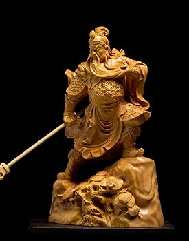 Amazon.co.jp: 関羽置物 木製フィギュア ツゲ 柘植木彫り【 三国志