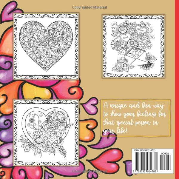 I Love You Coloring Book: Perfect Valentine's Day or Anniversary Gift | 30 Unique Handmade Designs | (Adult Colouring Books) image 3