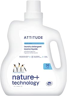 ATTITUDE EWG Verified Liquid Laundry Detergent, Plant-Based Vegan, Wildflowers Scent, HE Compatible, 36 Loads, 60.8 Fl Oz