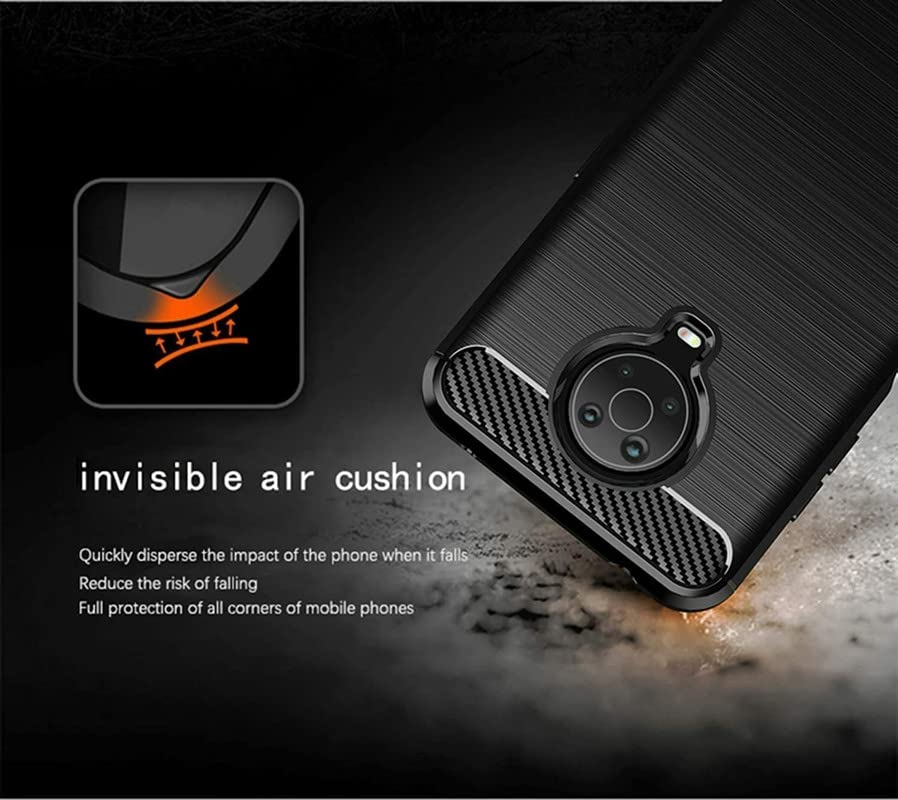 Image of NPRC Hybrid Ultra Slim Protective Case TPU Non-Slip Carbon Fiber Texture Shockproof Case Cover for Nokia G20 - Black