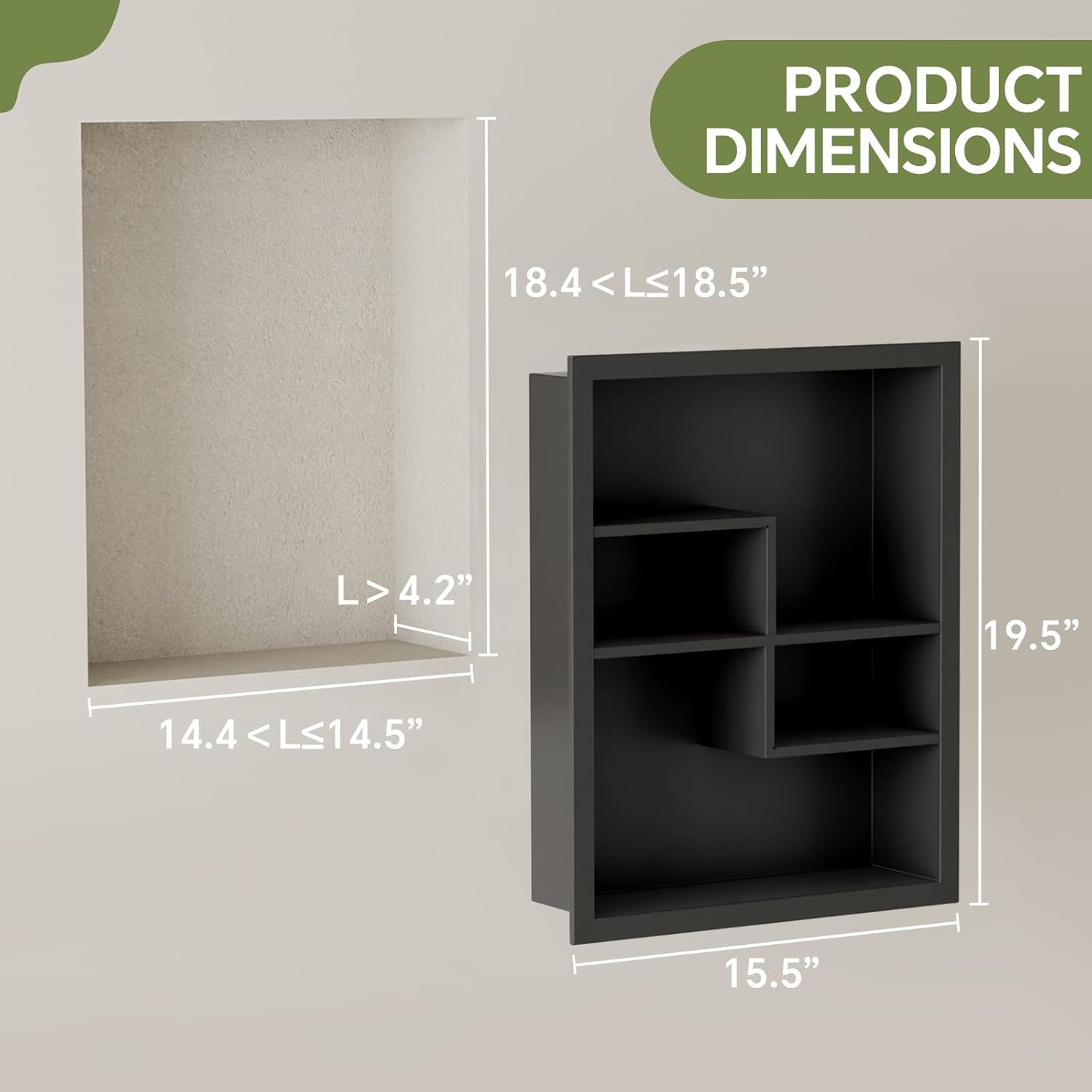 14x18 medicine cabinet recessed stainless steel, with 4 compartments medicine cabinet organizer, stainless steel wall niche, bathroom wall cabinet, recessed bathroom cabinet, black new design 2-tier black