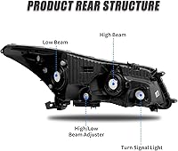 Vista 4 de Conjunto de faros delanteros compatible con Honda Accord 2008, 2009, 2010, 2011, 2012, 4 puertas, sedán, carcasa negra, lente transparente