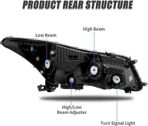 Miniatura 4 de Conjunto de faros delanteros compatible con Honda Accord 2008, 2009, 2010, 2011, 2012, 4 puertas, sedán, carcasa negra, lente transparente,
