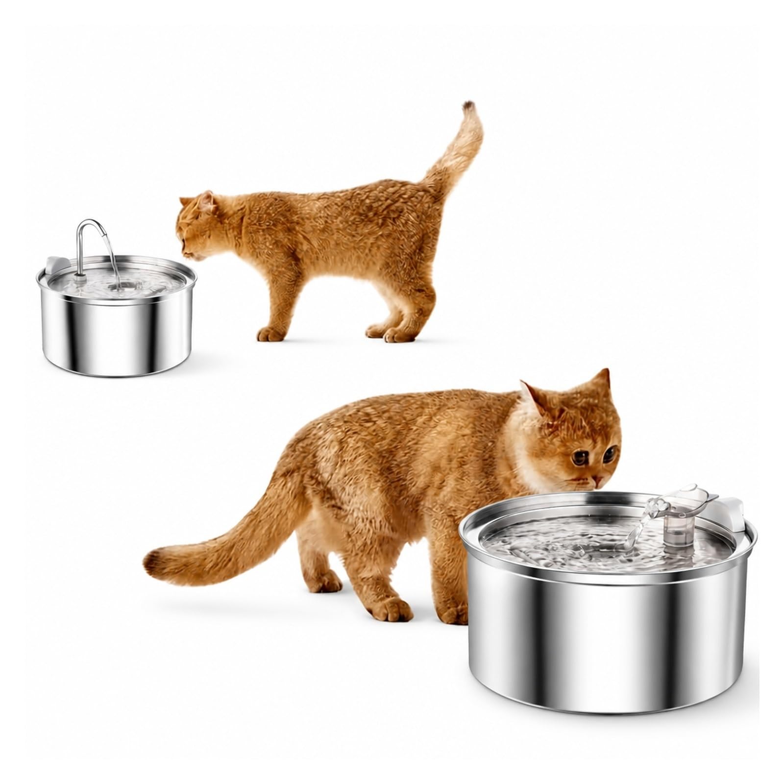 Dispensadores de Agua para Mascotas, Fuente de Agua para Gatos Acero Inoxidable(4L-Sensor)