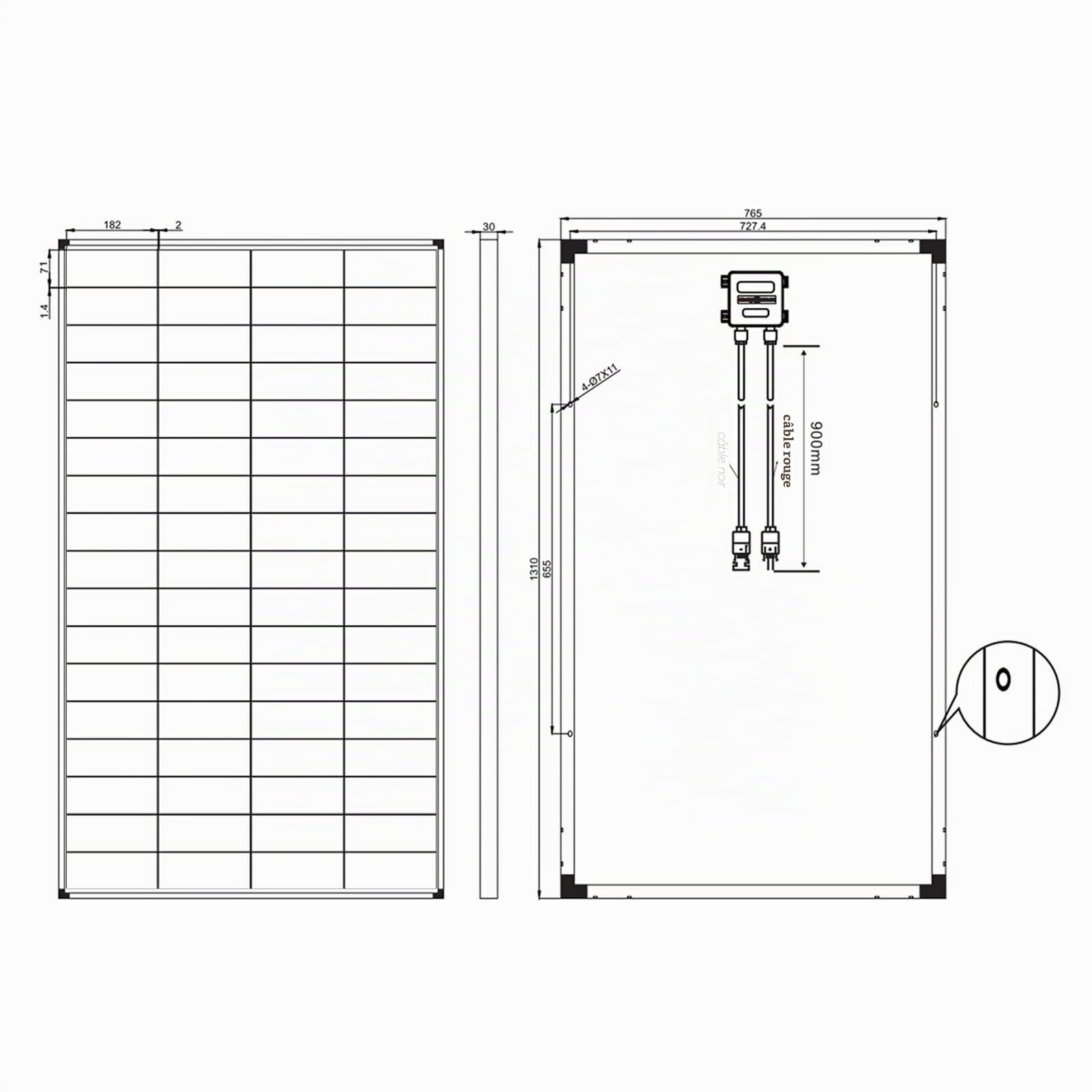 enjoy solar® Panneau Solaire Monocristallin 210W 36V, cellules 182 mm, 10 busbars – Idéal pour camping-car, installation balcon, abri de jardin, bateau (pour système PV 24V)