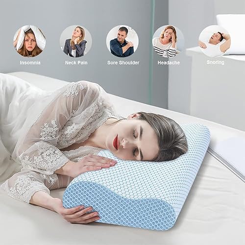 Miniatura 4 de Anvo Almohada de espuma viscoelástica almohada ortopédica cervical de contorno de cuello para dormir de lado espalda y estómago almohada ergonómica