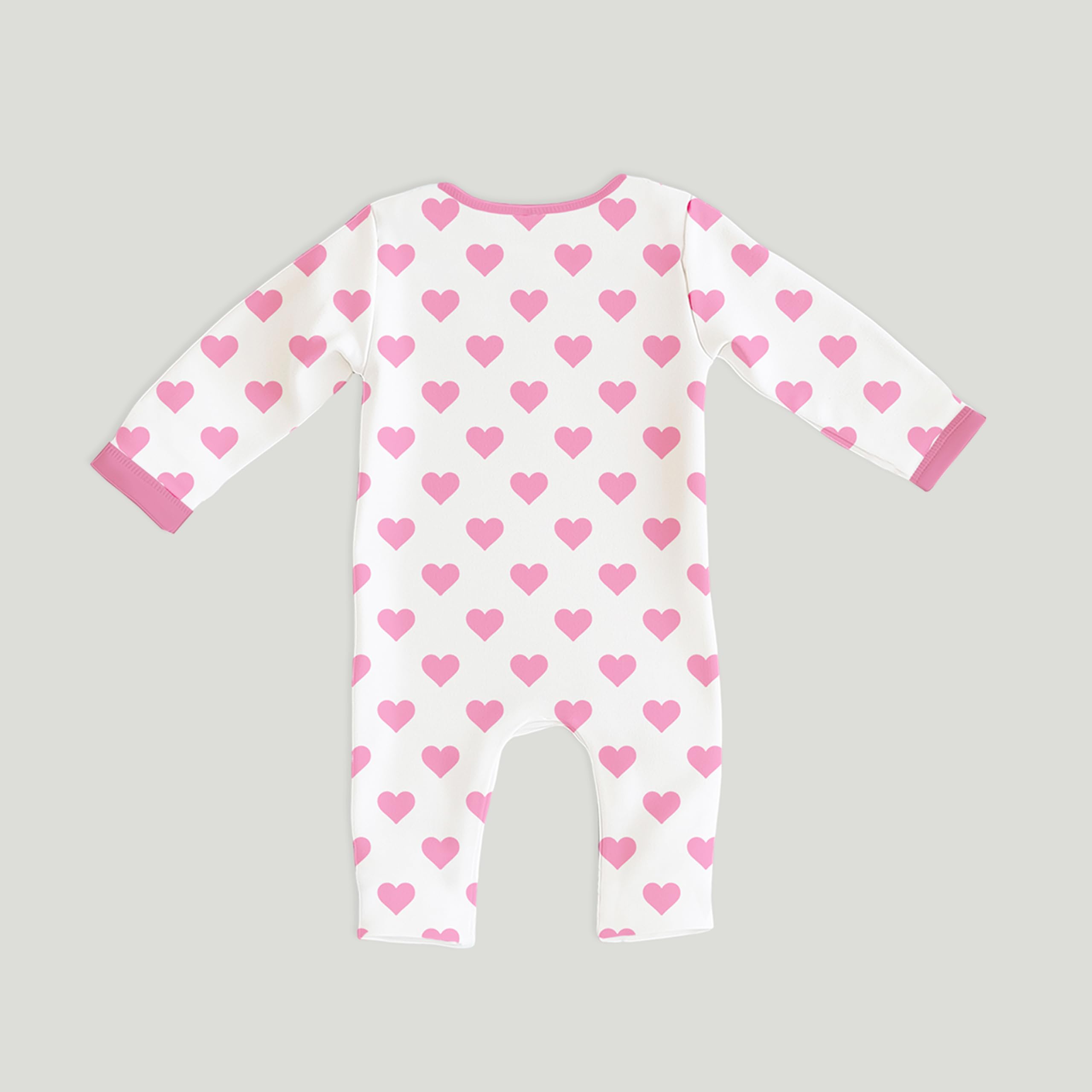 Kidbea® 100% Cotton Rompers Jumpsuit Night Suits for Infants Newborn Baby Boys & Girls Heart Printed With Pink Color Size 18-24 Months - Image 5 thumbnail