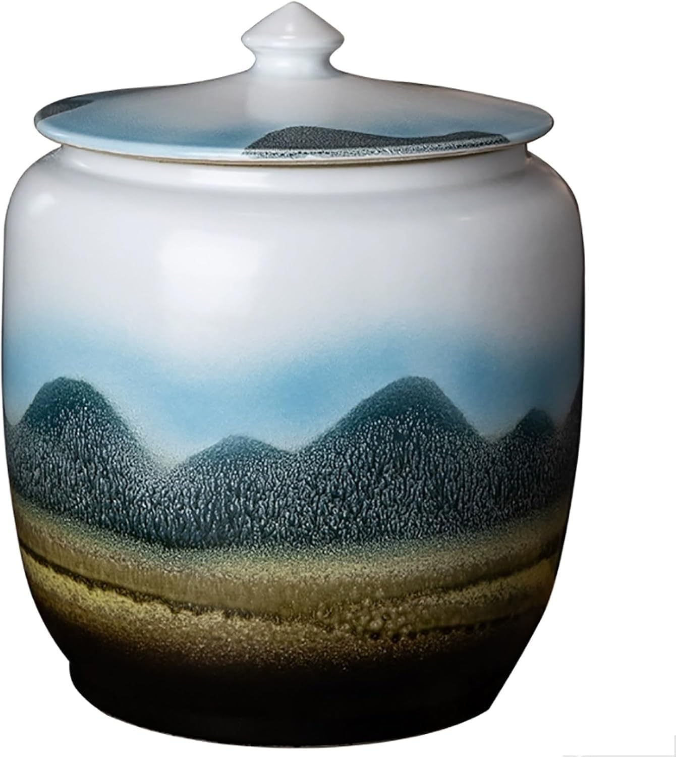 ELEFOCUS Ceramic Rice Container Rice Jar Food Containers Ceramic Rice Jar with Lid Household Rice Barrel Medicinal Material Jar