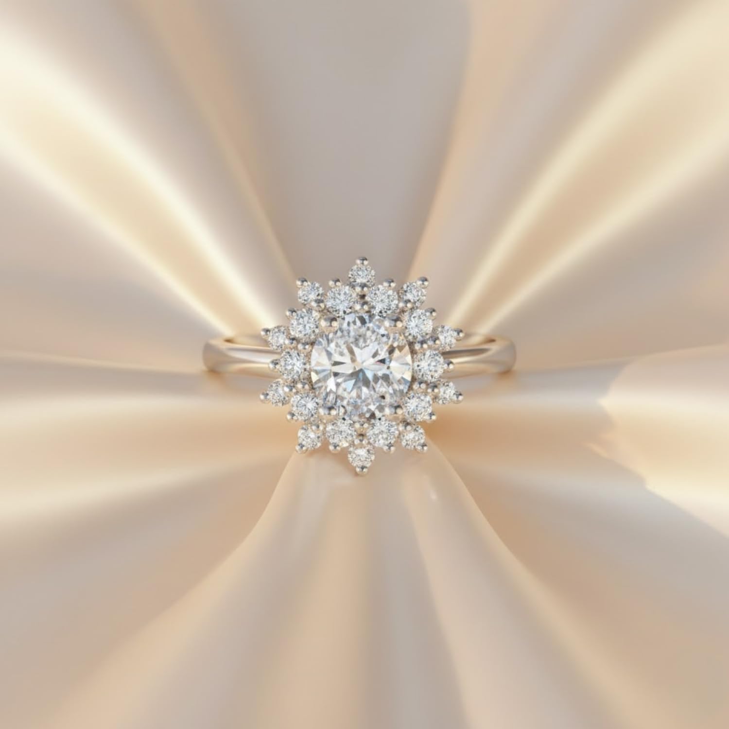 1ct Round Moissanite Snowflake Halo Engagement Ring – 6×6mm Center Stone with Brilliant Double Halo, S925 Sterling Silver Bridal Ring