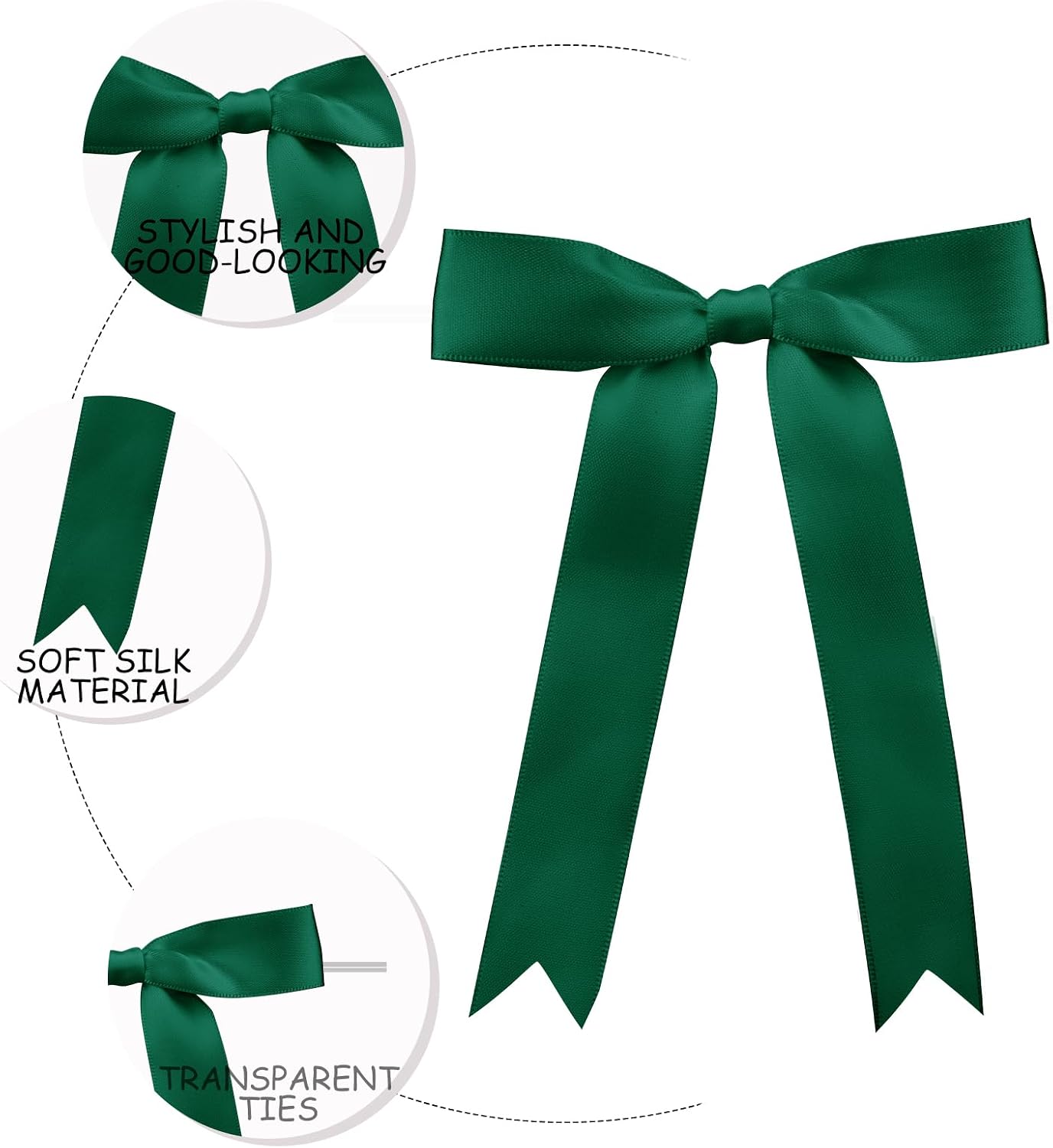 30 Pcs Satin Green Bows with Twist Tie, 5x7 Inchfor Gift Wrapping Cake Treat Bags Craft DIY Gift, Birthday Decorations, Balloons & Garland Home Decor image 2