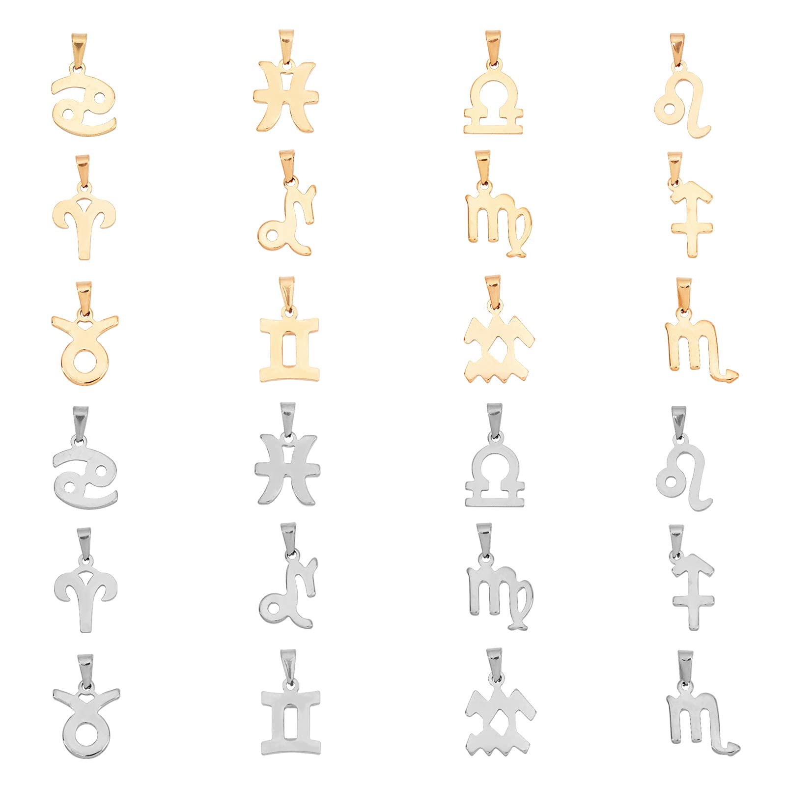 UNICRAFTALE Stainless Steel 12 Constellations Charm Zodiac Sign Pendants Charms Golden Flat Round with Constellation Pendant for DIY Jewelry Craft Making