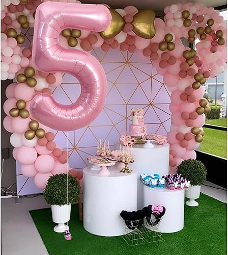 Miniatura 5 de TONIFUL Globos de helio de 40 pulgadas color rosa claro con números grandes del 0 al 9, globos digitales de helio número 5, globos pastel de