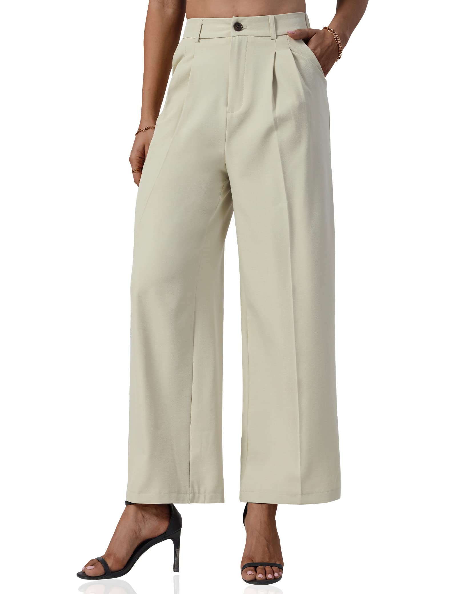 VOOVEEYA High Waisted Wide Leg Pants for Women - Flowy Dress Pants