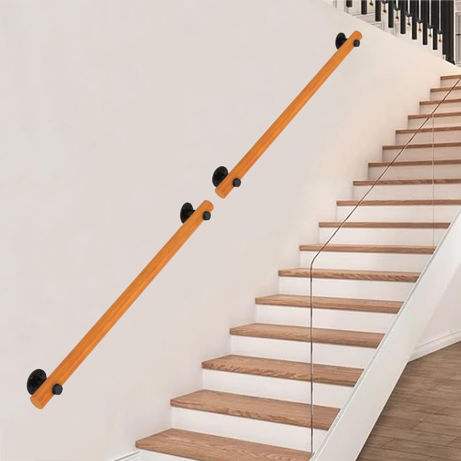 Main courante d'escalier en bois de 3 m barre de support robuste murale