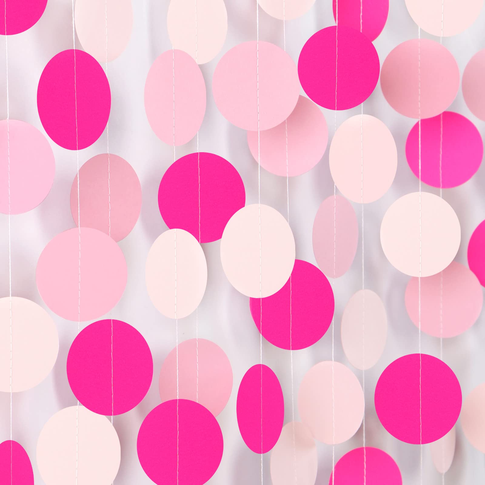 Hot-Pink Party-Decorations Paper-Garland Streamers Banner - 52Ft Galentines Valentines Day Girl Birthday Flamingo Baby Shower Engagement Wedding