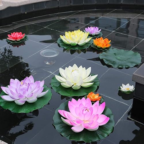 Miniatura 7 de 7 piezas de 3.9 pulgadas flor de loto artificial flor artificial piscina acuario decoración flor eterna flor artificial (azul)
