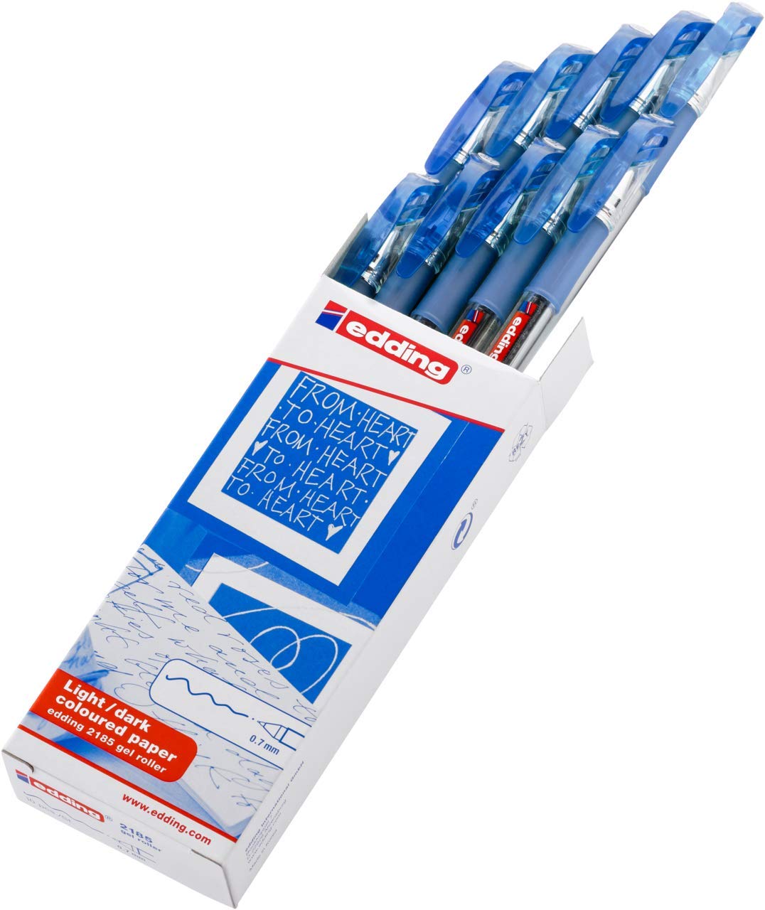edding 2185 gel roller - blue - box of 10 - 0.7 mm - gel pen for writing drawing, colouring mandalas, bullet journals - colour gel pen - Image 2