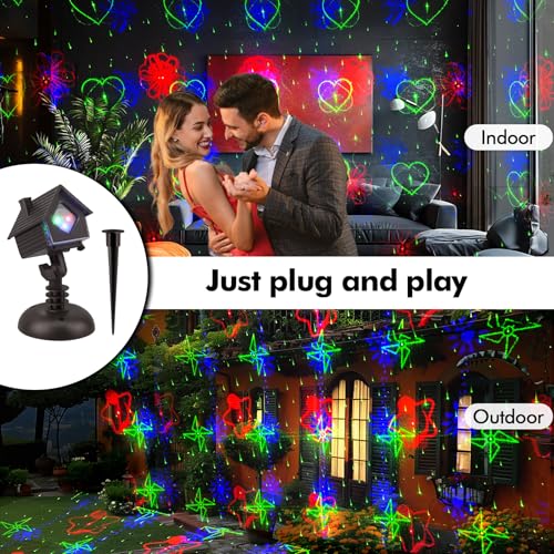 Image of Poeland Christmas Projector Lights Garden Laser Lights with 4 Theme Multi Patterns, Holiday Projector Light IP65 Waterproof Outdoor Indoor Decorative Lighting for Xmas Birthday Party