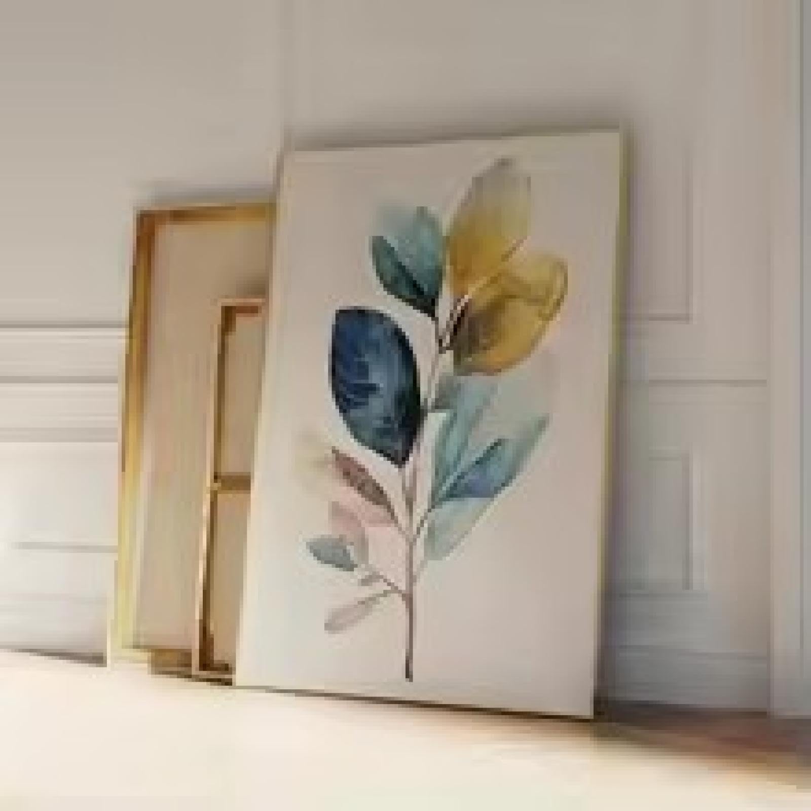 Impression sur toile moderne aux finitions soignées d'aquarelle dorée de grand format - 8