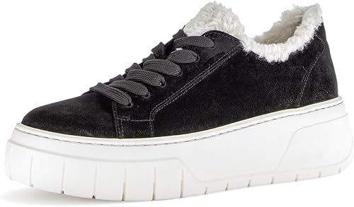 Gabor Low-Top sneakers voor dames, lage schoenen, beste pasvorm, warme voering, Zwart 27, 39 EU Breed