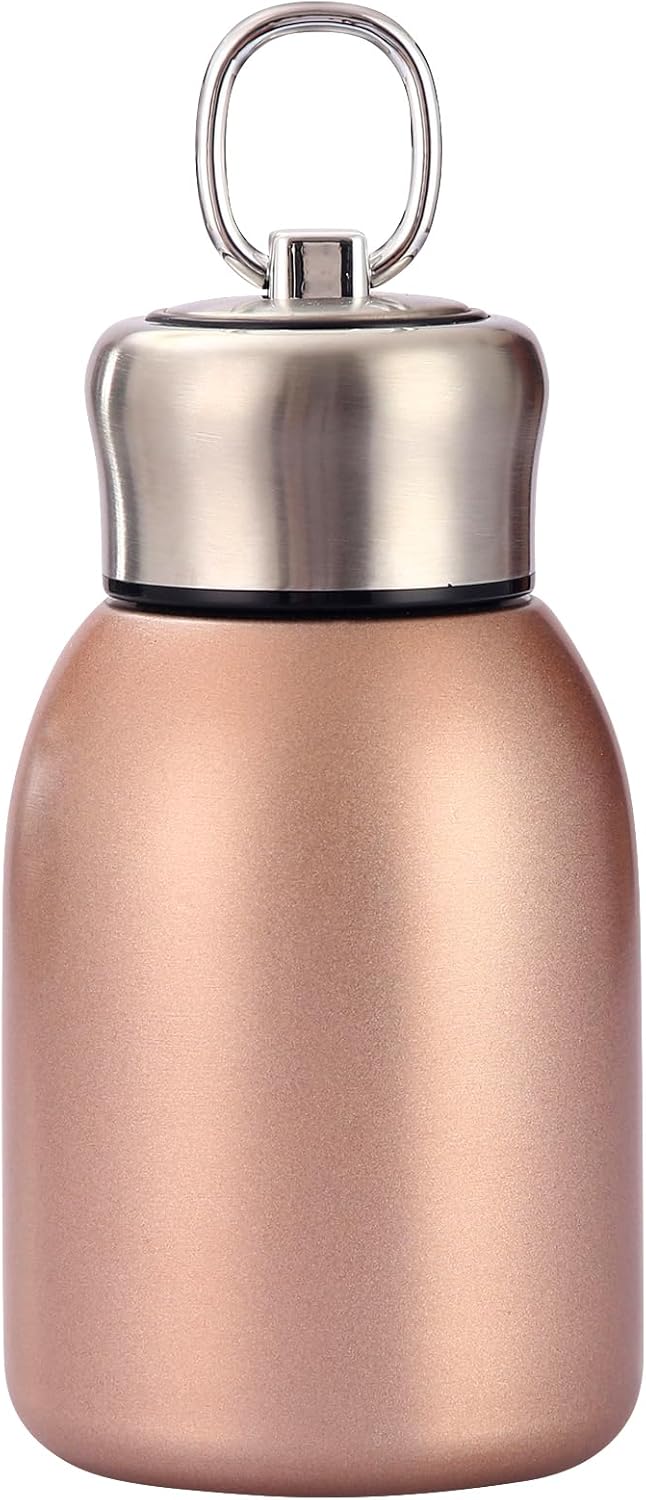 Stainless Steel Mini Vacuum Insulated Insulated Water Bottle for Hot & Cold Drinks, Travel Coffee Cup 10.2oz /300ml (gold)