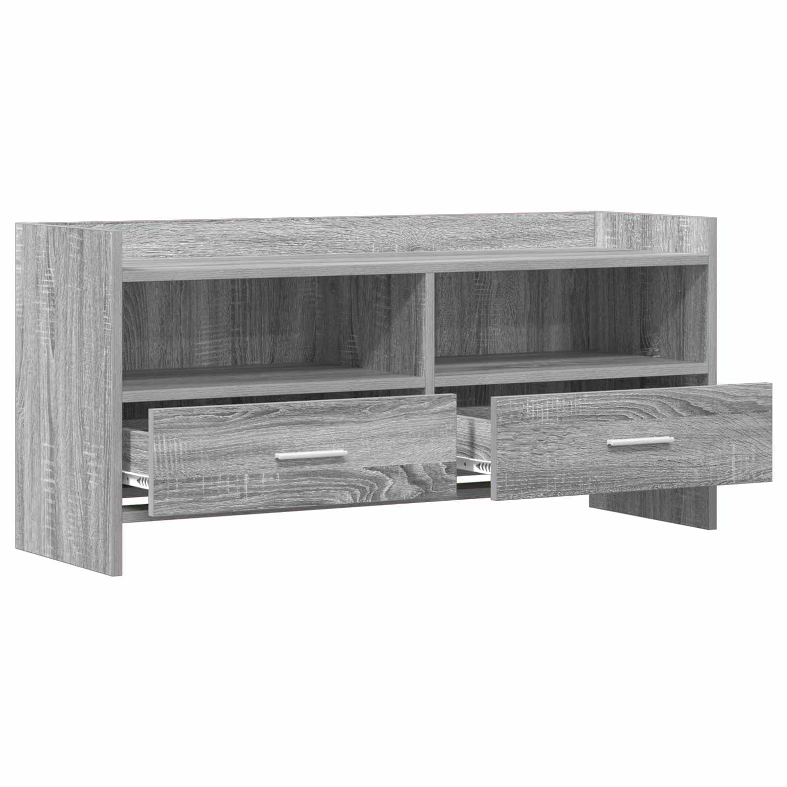 TV-Schrank 100x33x47 cm Grau Sonoma Holzwerkstoff | Metallgriffe, rechteckiges Design, mehrere Fächer, pflegeleicht mit feuchtem Tuch
