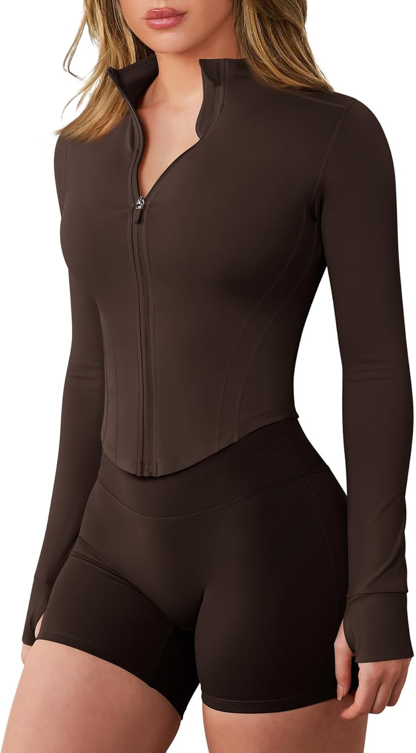 GYM RAINBOW Workout Jackets for Woman Lightweight Athletic Full Zip Running Jacket BBL Cropped Jackets Slim With Thumb Holes