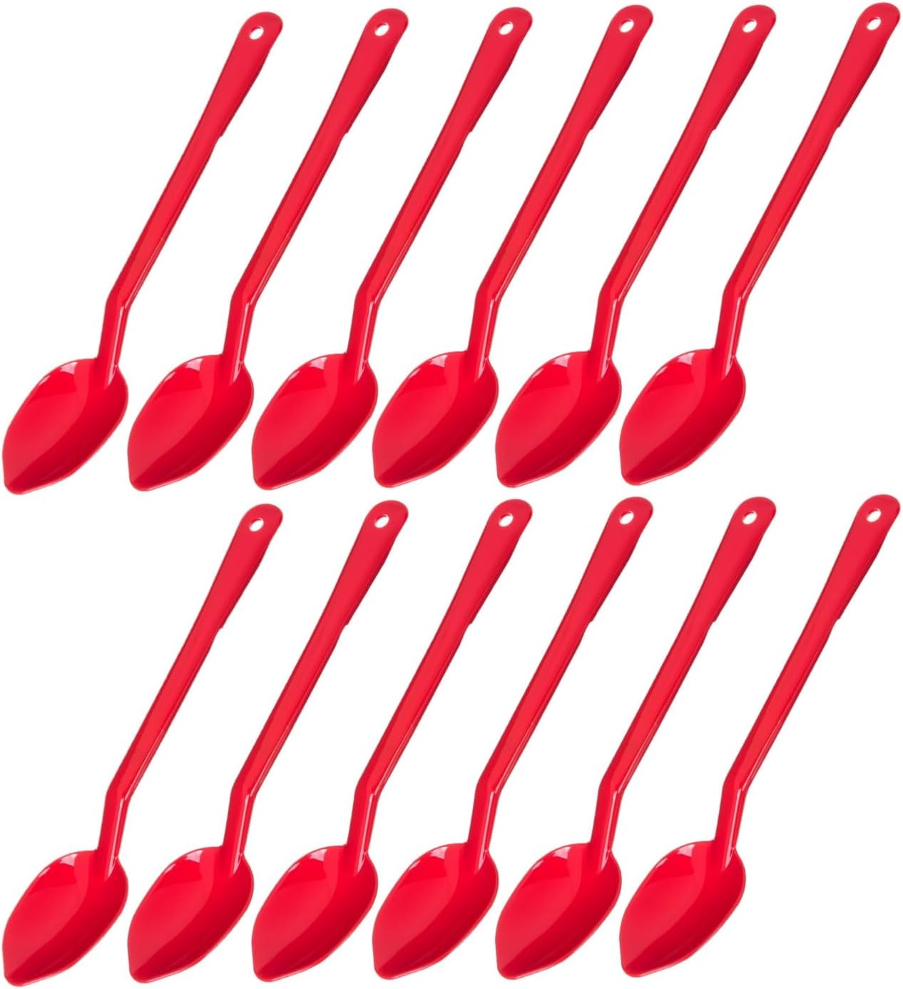 Soro Essentials- 13” Solid Serving Spoons Polycarbonate Red Color Set of 12- Serving Spoon Catering Spoons Solid Serving Utensils for Buffet Banquet Flatware Kitchen Basic Serving