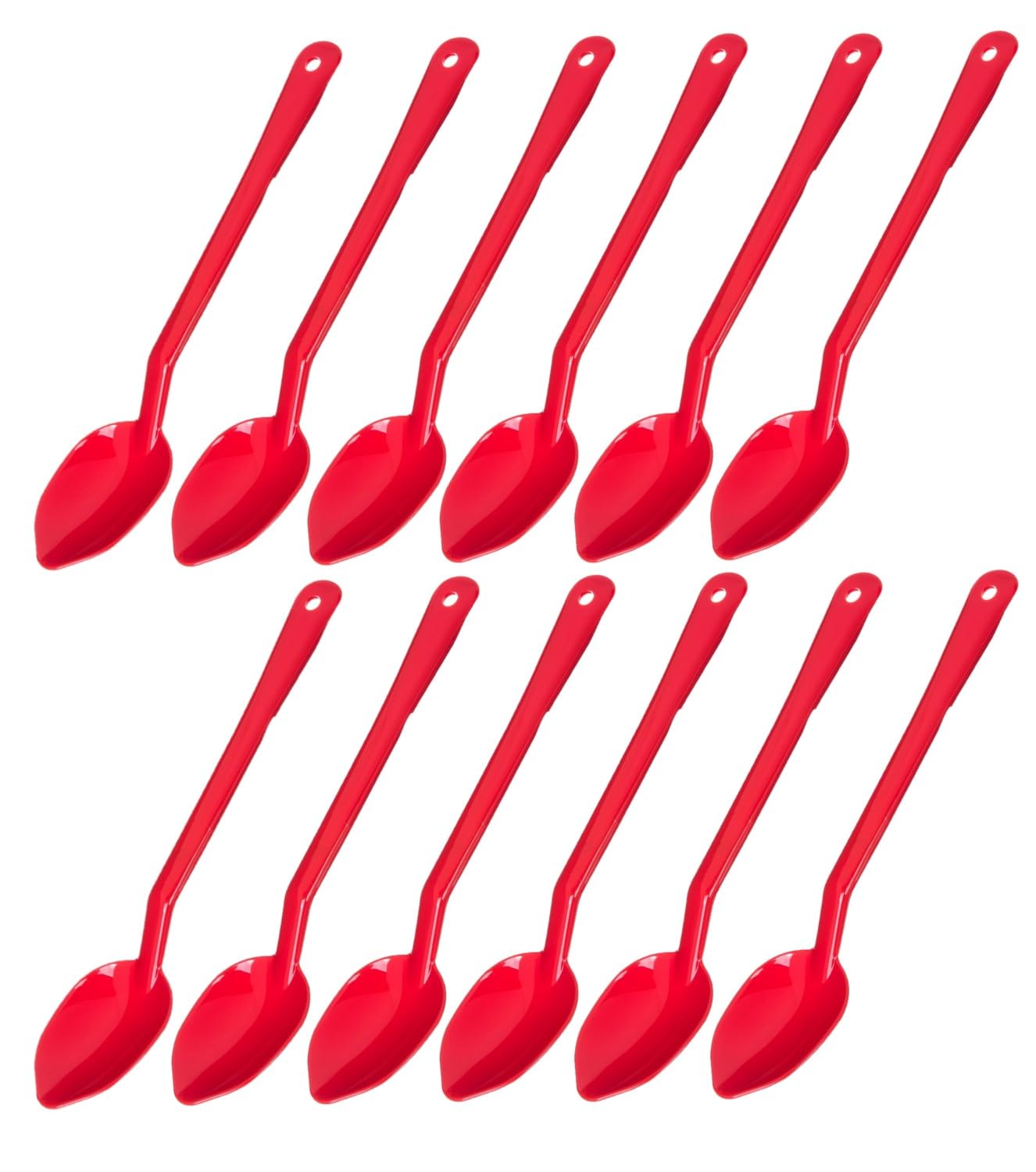 Soro Essentials- Set of 12 Polycarbonate 13” Solid Serving Spoons Red Color- Serving Spoon Catering Spoons Solid Serving Utensils for Buffet Banquet Flatware Kitchen Basic Serving