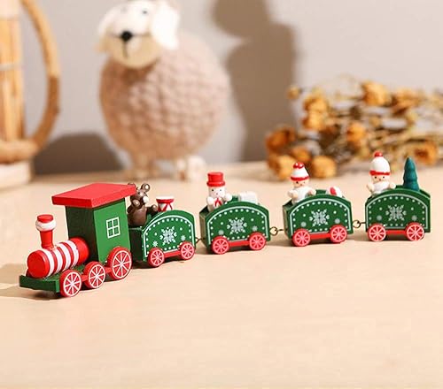 Happy Trees - Tren de Navidad de madera con muñeco de nieve, juego de decoración de tren pequeño para fiesta de Navidad, juguetes de adorno de tren disponible en Yaxa Peru