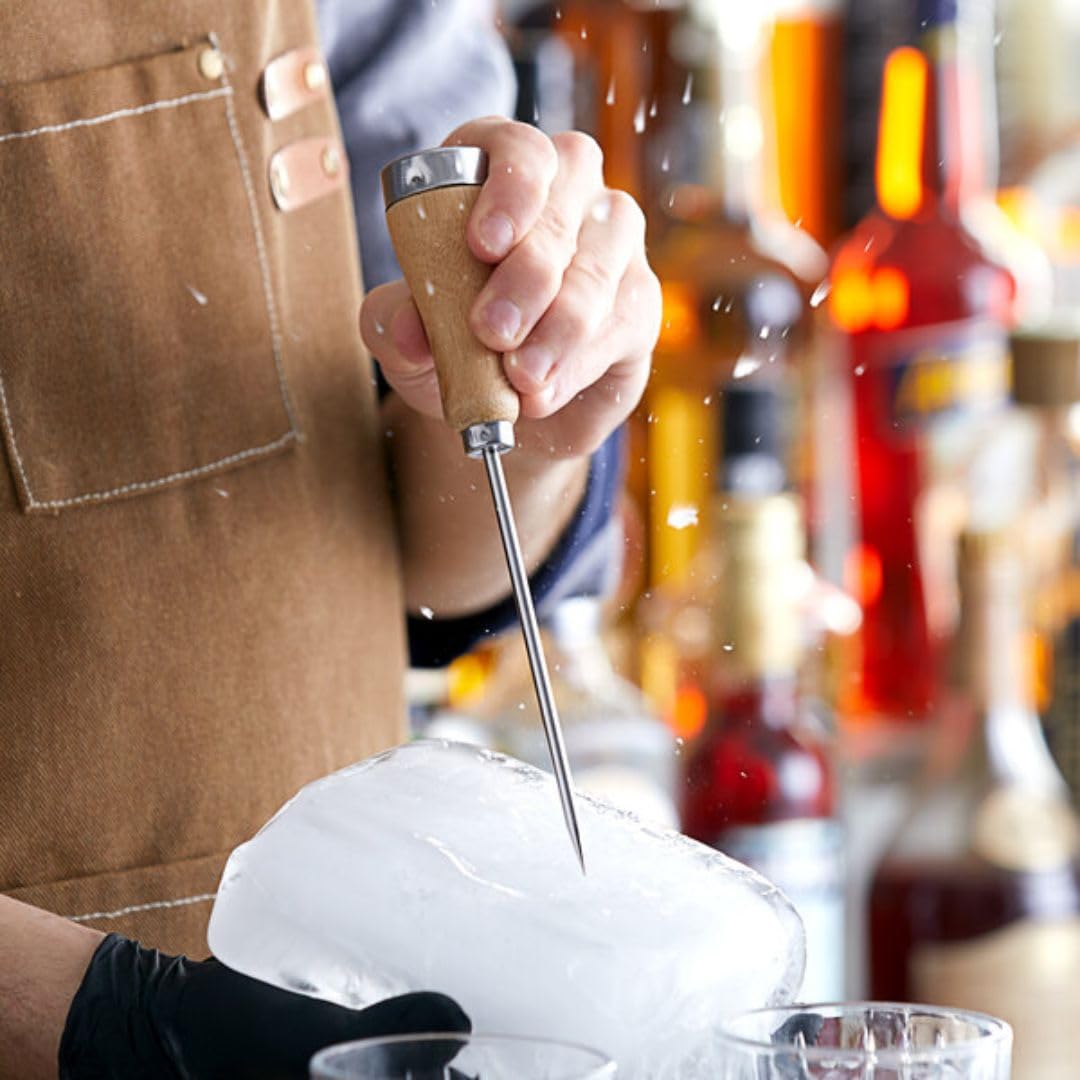 Soro Essentials- 9” Stainless Steel Ice Pick with Wooden Handle Set of 2- Kitchen Ice Pick Ice Carving Tool Ice Breaking Tool for Breaking Ice Kitchen Bars Bartender Ice Chipper Home Restaurants