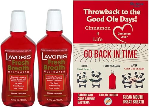 Lavoris - Enjuague bucal original de canela, paquete de 2 unidades, 16.9 onzas + 1 postal Mc Give Away personalizada Enjuague bucal con mejor sabor