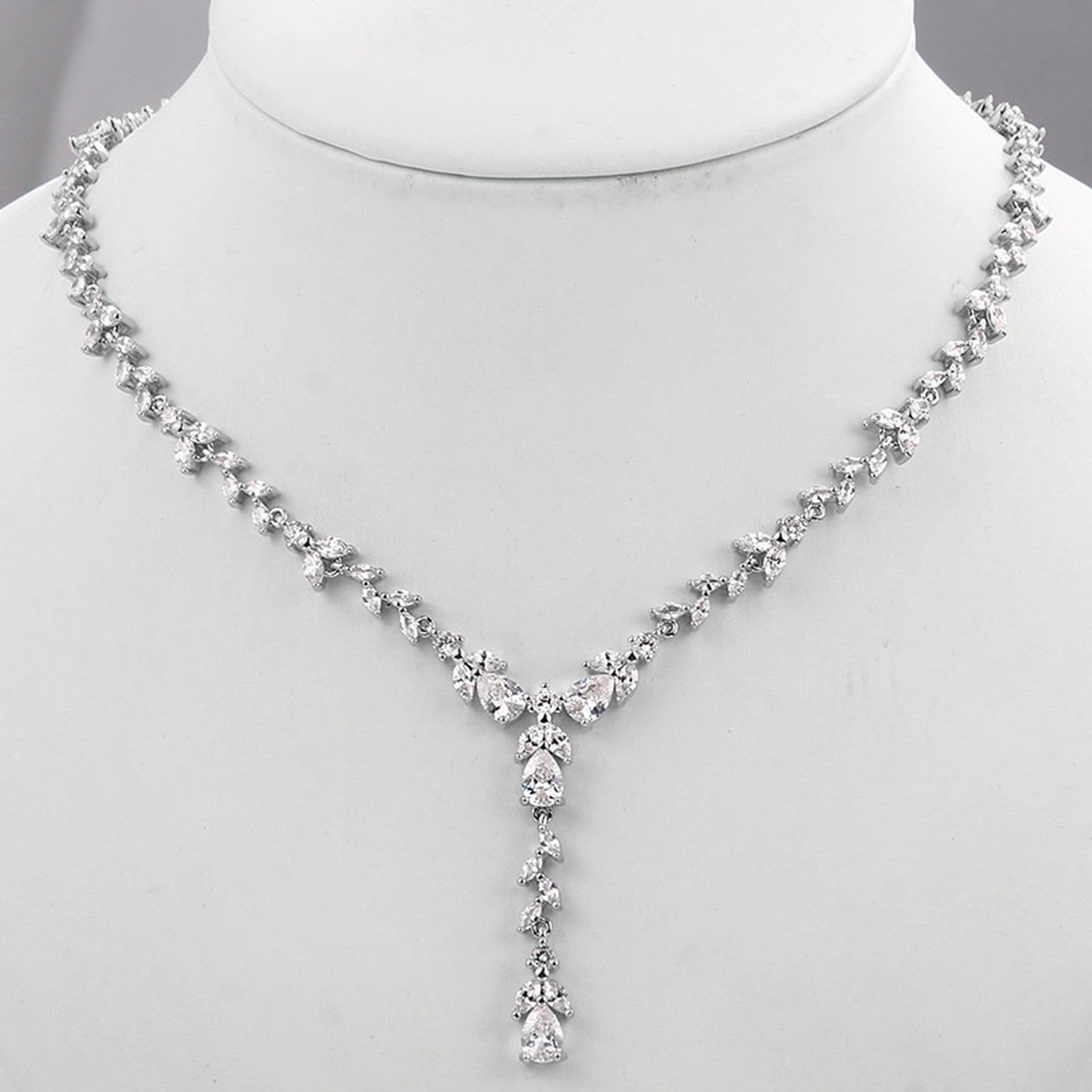 Set di gioielli da donna, Collana con strass da sposa AAA+zircone, set di gioielli da damigella d'onore per donne e ragazze, anniversario di compleanno del ballo di fine anno per madre