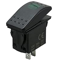 Vista 4 de Amarine Made Paquete de 2 interruptores basculantes LED impermeables de 12 V y 20 amperios para barco, SPST 3P, con luz (verde)