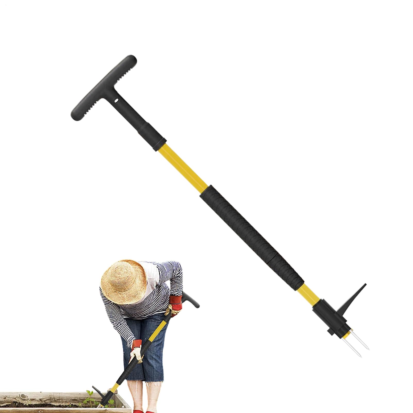 Estirpatore per da Giardino Zappa Manuale a 3 Artigli con Impugnatura a T | Attrezzo per Rimuovere Radici di Piante Infestanti per Prato Cortile Serra Fattoria Patio