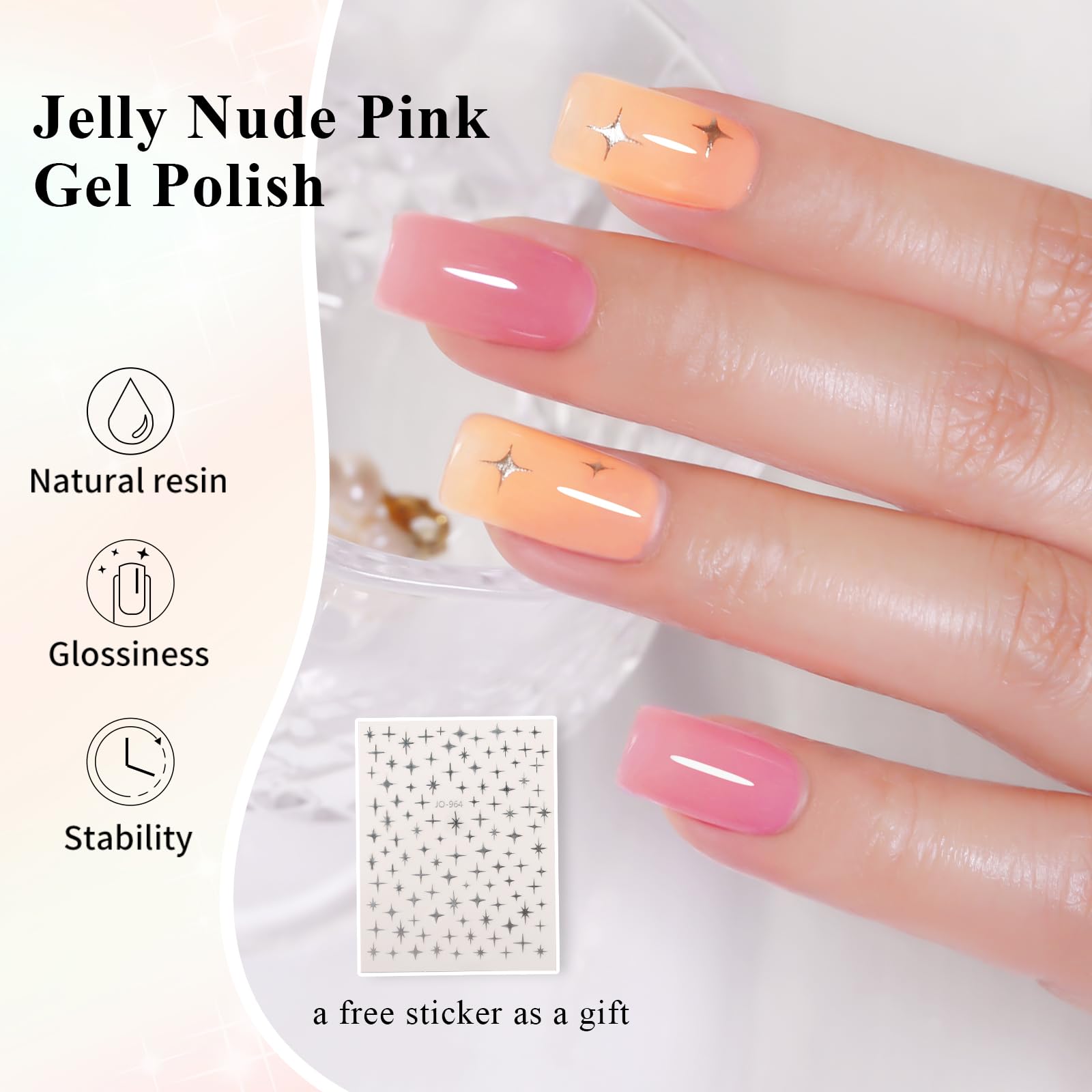 Firedeep Set Smalto Gel 10ml Senza HEMA 6 Colori Tonalità Nude Gel Trasparente Jelly Bianco Latte Rosa Beige Corallo Soak Off LED UV Manicure Professionale per Nail Art Fai Da Te e Saloni
