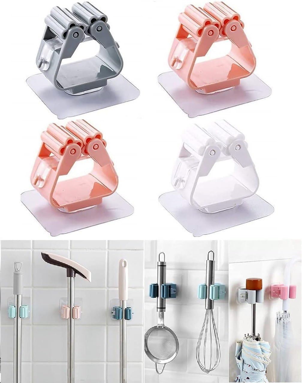 Product Title Plastic Mop and Broom Holder – Wall Mounted, Self Adhesive, Anti-Slip Organizer Rack – Multipurpose Broom Stick Holder for Kitchen, Bathroom, Home (Multicolor) (2)-image-41