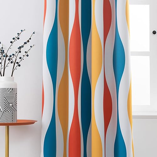 Miniatura 2 de MeZQ Juego de 2 paneles de cortinas opacas de 63 pulgadas de largo, cortinas opacas con ojales ondulados, aislamiento térmico y reducción de ruido,