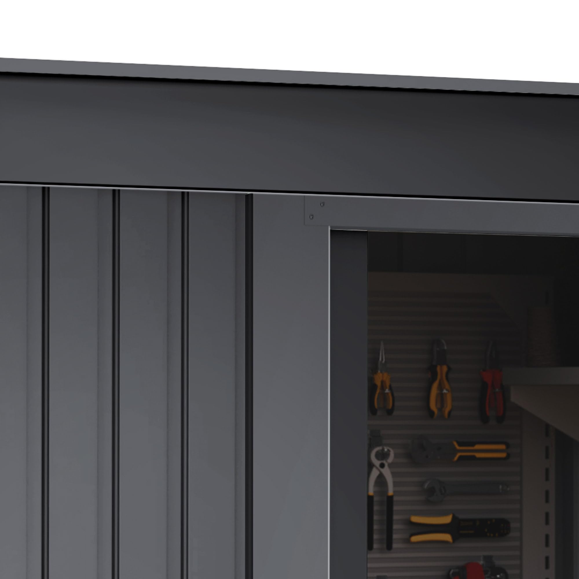 Wasabi - Armario Exterior Terraza 1,39m2 Neat Antracita - Puerta Corredera - Techo Inclinado - 162x86x181cm - Caseta Jardín Resistente - Cobertizo Almacenamiento — view 5