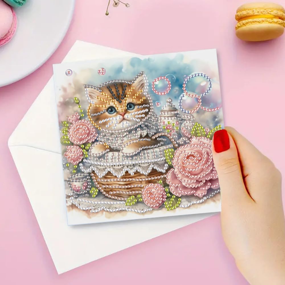 6 DIY Diamond Painting Geburtstagskarten – Mit Mandala-Blumen-Motiv, Inkl. Werkzeug & Umschläge