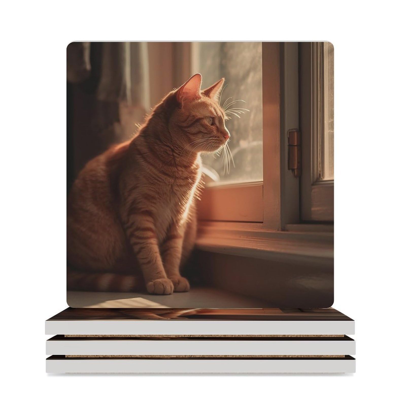 Dessous de verre en céramique isolant thermique motif chat